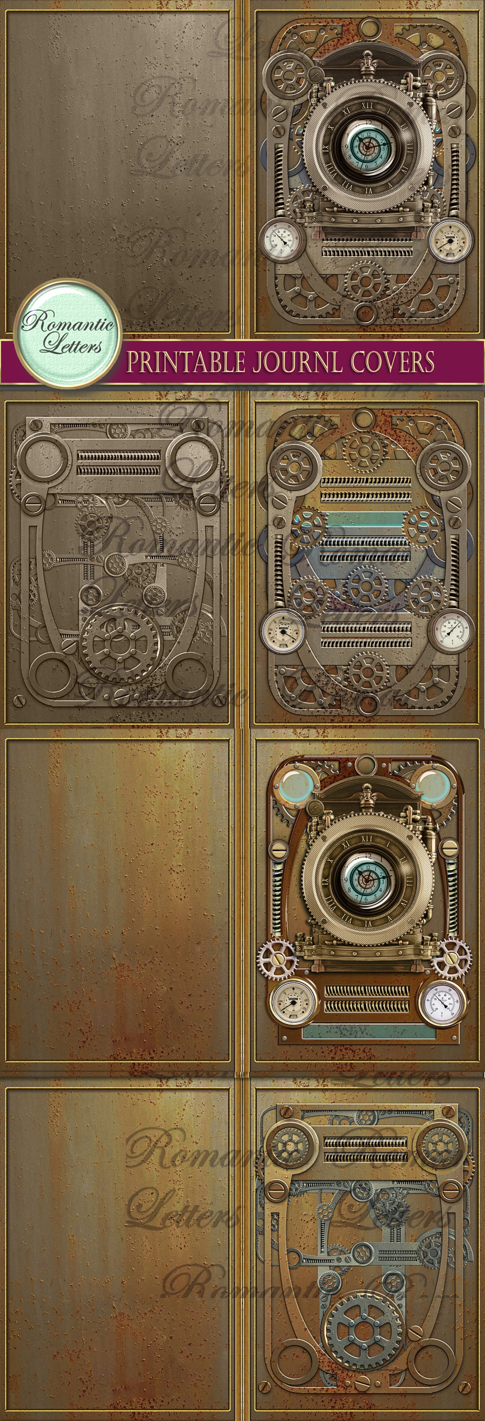 Steampunk Printable Journal Covers Industrial Digital - Etsy