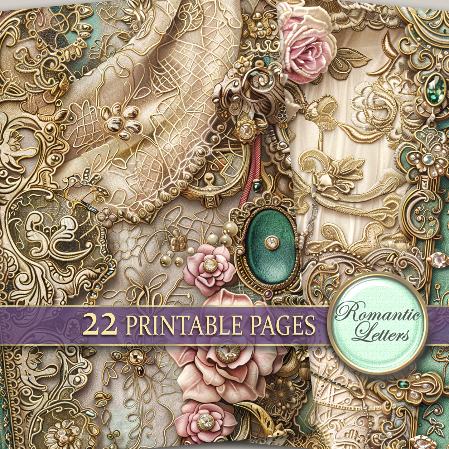Digital Printable Scrapbook Paper Pack Junk Journal Pages Shabby Chic ...