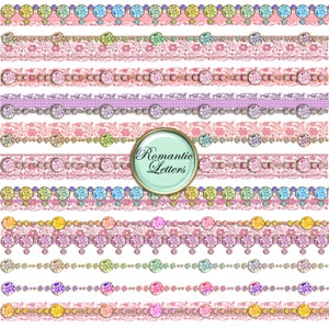 Digital Borders Diamond Lace Clip Art Digital Scrapbook Gemstone Shabby ...