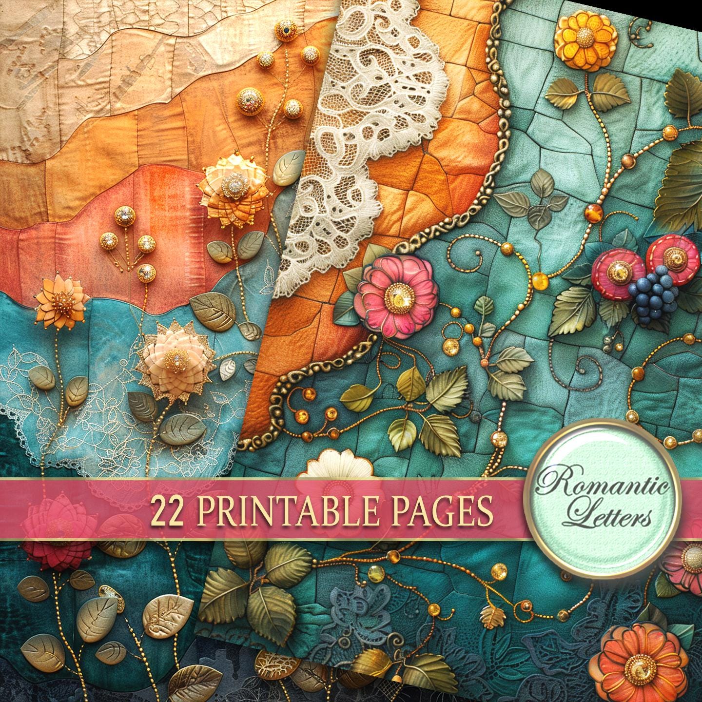 Digital Printable Scrapbook Paper Pack Patchwork Fabric Printable Craft ...