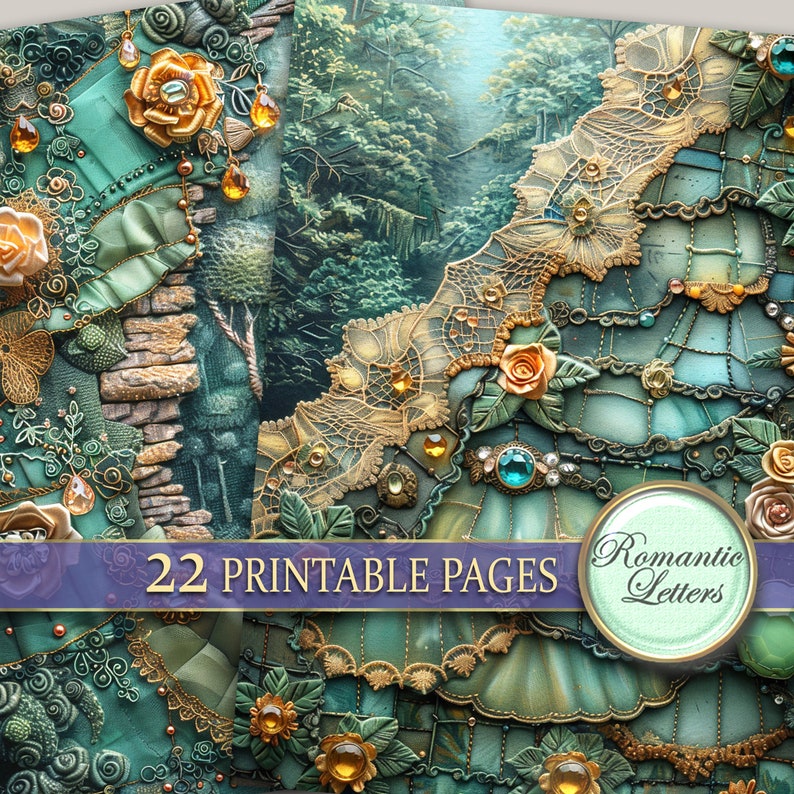 Digital Printable Scrapbook Paper Pack Magic Forest Castle Patchwork ...