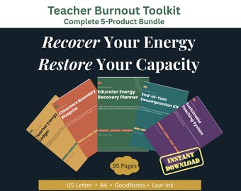 Educator Energy Recovery Planner | Teacher Burnout Workbook | Self-Care Printable | Shame-Free