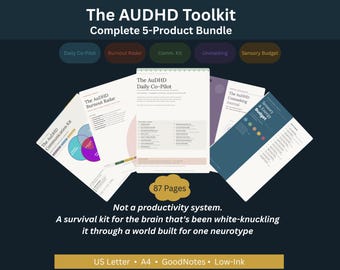 The AuDHD Toolkit | Complete 5-Product Bundle | Planner Burnout Journal Sensory Communication | Autism ADHD PDF