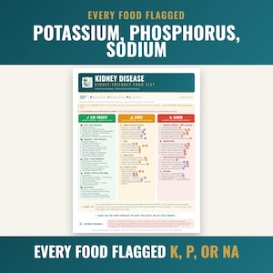 Kidney food list page showing stage aware tiers with lower potassium and lower phosphorus choices