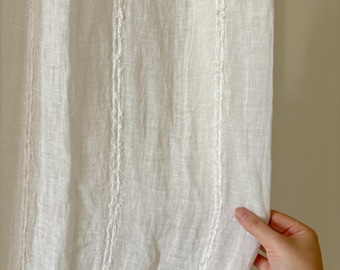 Witte linnen pure gordijnen, boerderijgordijnen met textuur, raampanelen van neutrale linnenmix, gordijn Frans, lichtfilterend gordijn