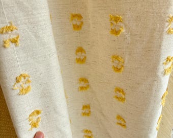 Yellow Floral Embroidered Linen Blend Curtains,Cottagecore Window Drapes,French Country Farmhouse Curtains,Neutral Linen Look Panels