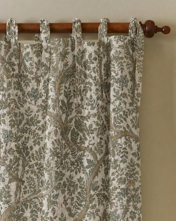 Vintage Botanical Curtains,Forest Tree Print Drapes,Cottagecore Floral Window Panels,French Country Rustic Curtains,Woodland Nature Drapes