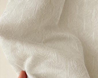 White Textured Curtains,Leaf Jacquard Drapes,Lvory Woven Window Panels,Neutral Farmhouse Curtains,Minimalist Curtains