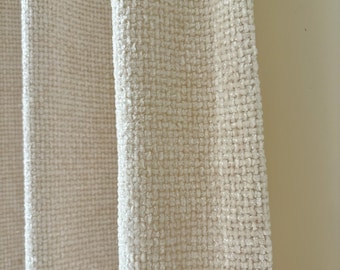 Textured White Curtains,Natural Woven Linen Look Drapes,Neutral Cream Window Panels,Minimalist Farmhouse Curtain,Modern Cozy Home Decor
