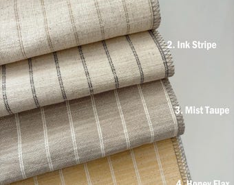 Gestreepte gordijnen in linnenlook, neutrale krijtstreepgordijnen, boerderijraampanelen, aangepaste Japandi-gordijnen, moderne cottage-gordijnen