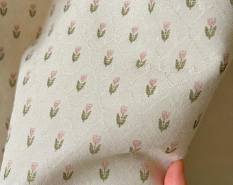 Gordijn met bloemenmotief, crèmekleurige botanische gordijnen, raampaneel met kleine bloemen, cottagecore boerderijgordijn, vintage landelijke decoratie