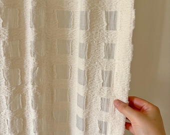Natuurlijke, transparante gordijnen met textuur, ivoren raamgordijnen met linnenlook, minimalistische gordijnen van katoenmix, organische, moderne gordijnen in boerderijstijl