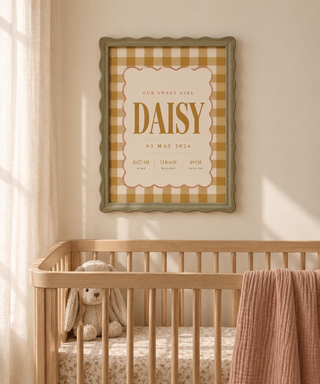 Custom Baby Name & Birth Details Nursery Wall Art, Personalised Birth ...