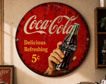 VINTAGE 32” COKE Coca-cola Soda Door Push Bar Car Oil Porcelain