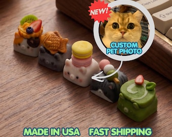 Custom Cat Dessert Artisan Keycaps | Resin Mechanical Keyboard Keycap (Cherry MX)