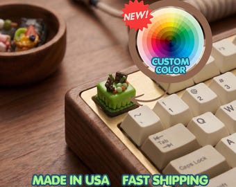 Matcha Cake Dessert Artisan Keycap | Resin Mechanical Keyboard Keycap (Cherry MX)