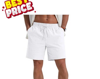 Men’s Lightweight Breathable Cotton Linen Shorts – Casual Summer Sweatpants for Daily Wear