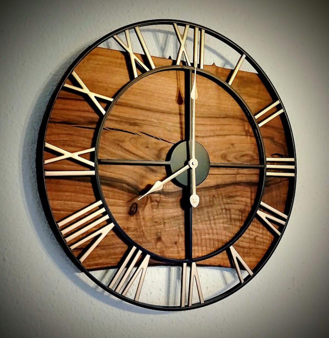 Clock 60 Wooden Wall Clock 60 Cm - Etsy