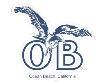 Ocean Beach California Seagull Sticker: Coastal Laptop Decal, Travel Souvenir