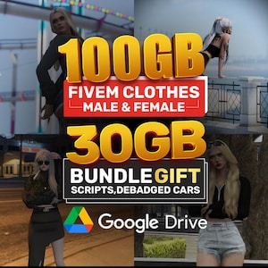Paquete de ropa FiveM de 100 GB + 30 regalos / Trajes de rol personalizados para hombre y mujer / Ropa FiveM de alta calidad sin marca