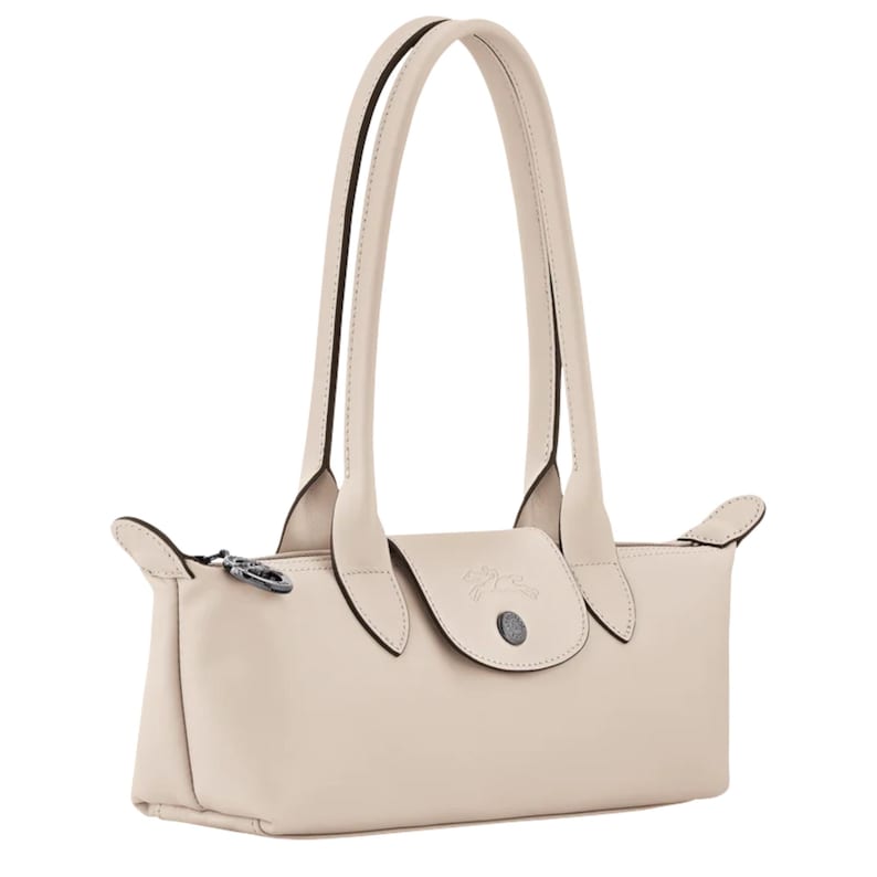 Cream designer tote bag Longchamp Le Pliage Xtra Medium size with spacious interior.