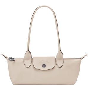 Cream designer tote bag Longchamp Le Pliage Xtra Medium size with spacious interior.