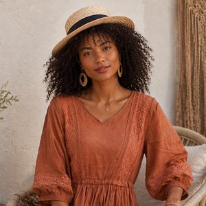 rust colored casual dress linen dress for women/ Open back linen dress/Linen casual dress/ Natural linen dress/ Oversize model/ Cinnamon, terracotta dress