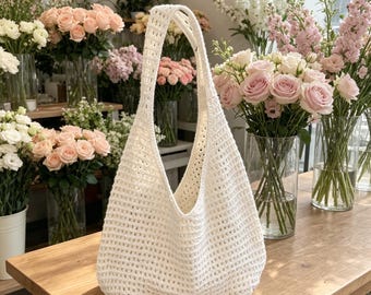 Summer Hollow Knit Tote Bag, Ins Style Mesh Woven Shoulder Bag, Lazy Casual Large Capacity Handbag, Minimalist Vacation Daily Bag
