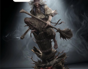 Słowiański folklor – Baba Jaga | Posąg Witchfire Eclipse STL | Model do druku 3D | Cyfrowy plik STL