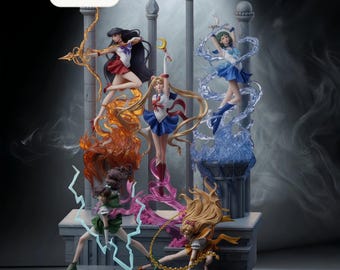 Sailor Moon Diorama | Guardians Unite STL Scene | 3D Print Model | Digital STL File