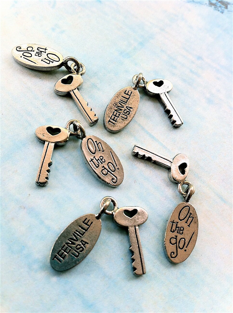 Cute Keys With Dangling Keychain Charms 5 Piecesantique Etsy