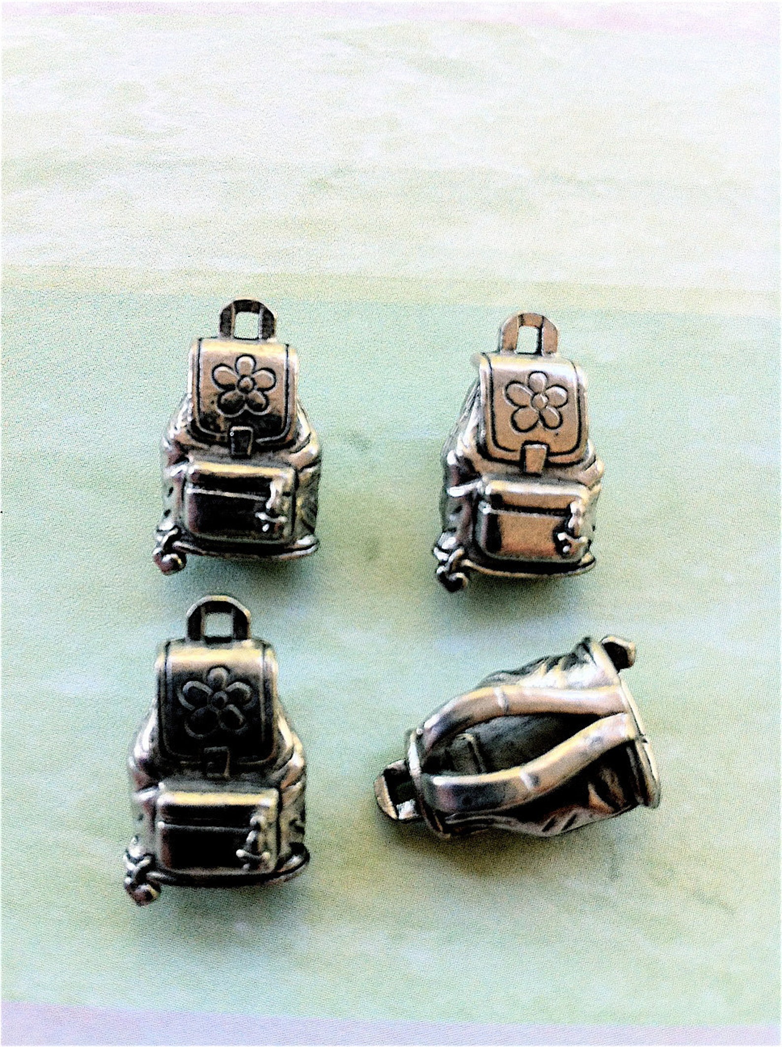 Backpack Charms 4 Piecesantique Pewter Silver Etsy