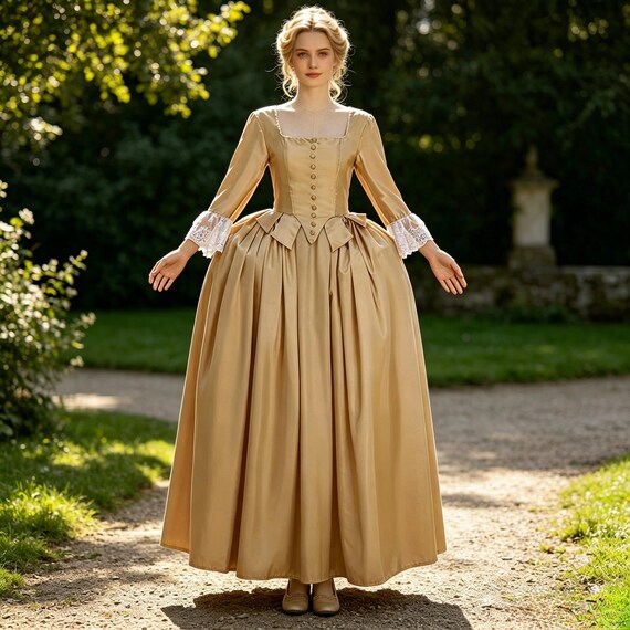formal dresses hamilton Women's Musical Schuyler Sisters Inspired Colonial Gown Musical Cosplay Dress plus size peplum sewing pattern
