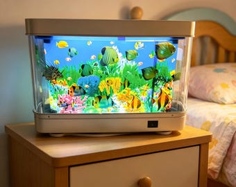 Lámpara de acuario oceánico realista, luz nocturna con movimiento relajante para niños.