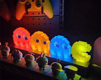 Lámpara LED de píxeles de fantasmas de Pac-Man, luz reactiva al sonido de las máquinas recreativas de los 80
