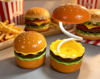 Lámpara LED con forma de hamburguesa, lámpara de escritorio con brazo flexible ajustable, luz nocturna con forma de comida.