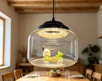 Diorama Scene Glass Pendant Lamp, Unique Miniature World Hanging Light