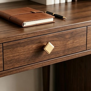 Elegant Gold Dresser Knobs Matte Brass Tone Aluminum Square Cabinet Pull Round Vanity Handle Furniture Flip Accessory