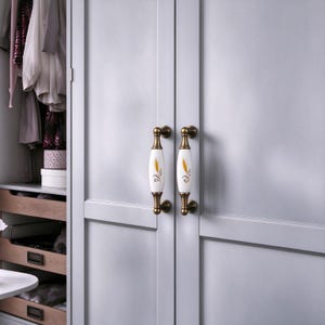Vintage Ceramic Cabinet Handles Floral Drawer Pulls Kitchen Hardware