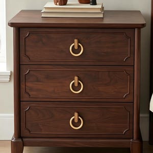 Minimalist Walnut Wood Cabinet Pulls Mid Century Modern Drawer Knobs Rustic Dresser Handles Vintage Wardrobe Hardware Everyday Gift