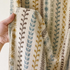 Boho Floral Leinen Vorhang Panel, Vintage botanische gestreifte Vorhänge, bunte Bauernhaus Cottage Vorhänge für Wohnzimmer Schlafzimmer benutzerdefinierte drapiert