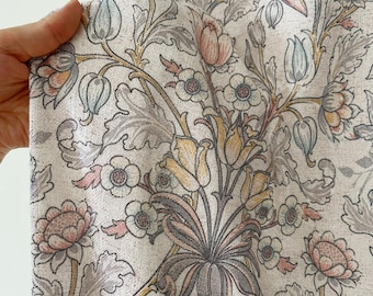 Vintage Floral Linen Curtains, Botanical Cottagecore Drapes, Romantic Garden Window Panels, Beige Farmhouse Curtains, Custom Size Decor Home