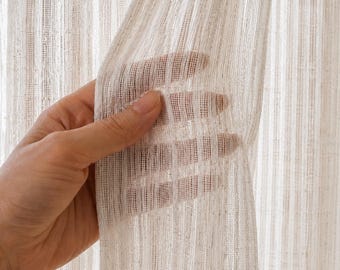 Natural Linen Sheer Curtains, Textured White Voile Drapes, Minimalist Window Panels, Light Filtering Wabi Sabi Farmhouse Decor