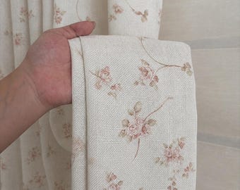 Zasłony Cottagecore Floral, zasłony w różowe kwiaty w stylu francuskim, panele okienne w stylu vintage w stylu wiejskim, romantyczne zasłony botaniczne, niestandardowy rozmiar