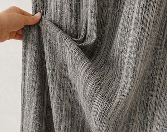 Black and Ivory Textured Sheer Curtains, Modern Striped Window Drapes, Light Filtering Curtain Panels, Custom Living Room Window Treatments!