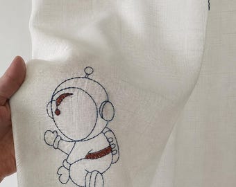 White Embroidered Sheer Curtain for Kids Room, Cute Animal Nursery Curtain, Light Filtering Voile Drapes, Custom Little Friends Window Decor