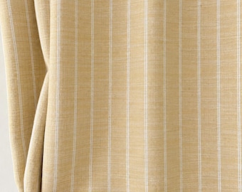 Mustard Yellow Stripe Curtain, Linen Cotton Blend Drapery Panel, Textured Farmhouse Cottage Window Curtain, Rustic Living Room Bedroom Decor