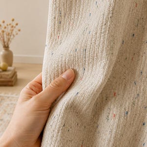 Cream Textured Curtains, Color Fleck Woven Drapes, Neutral Custom Window Panels, Modern Farmhouse Curtains for Living Room and Bedroom Decor