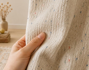 Cream Textured Curtains, Color Fleck Woven Drapes, Neutral Custom Window Panels, Modern Farmhouse Curtains for Living Room and Bedroom Decor