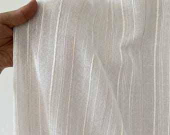 Ivory Linen Curtains, Minimalist Sheer Drapes, Vertical Stripe Window Panels, Natural Farmhouse Decor, Japandi Style Custom Curtains
